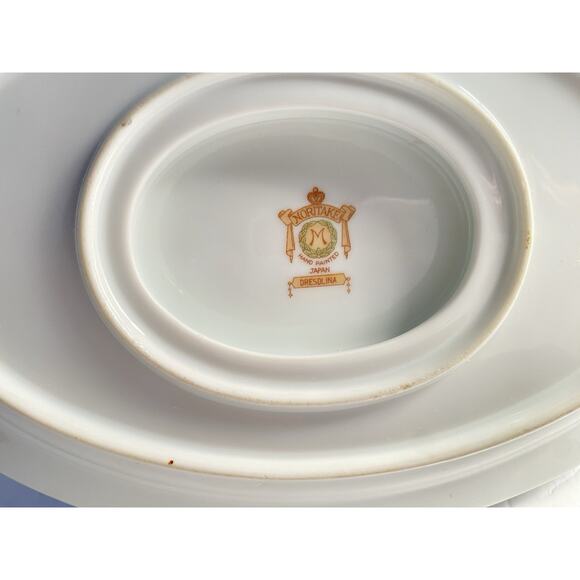 Vtg Noritake China Dresdlina Gravy Boat Attached Plate Hand Painted Retired - Picture 7 of 8